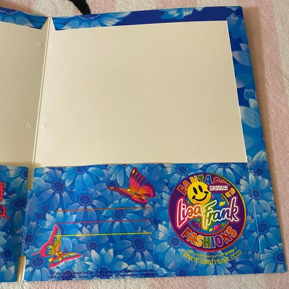 Vintage Lisa Frank Butterflies Flowers Fantastic Fashions Folder *Unpunched